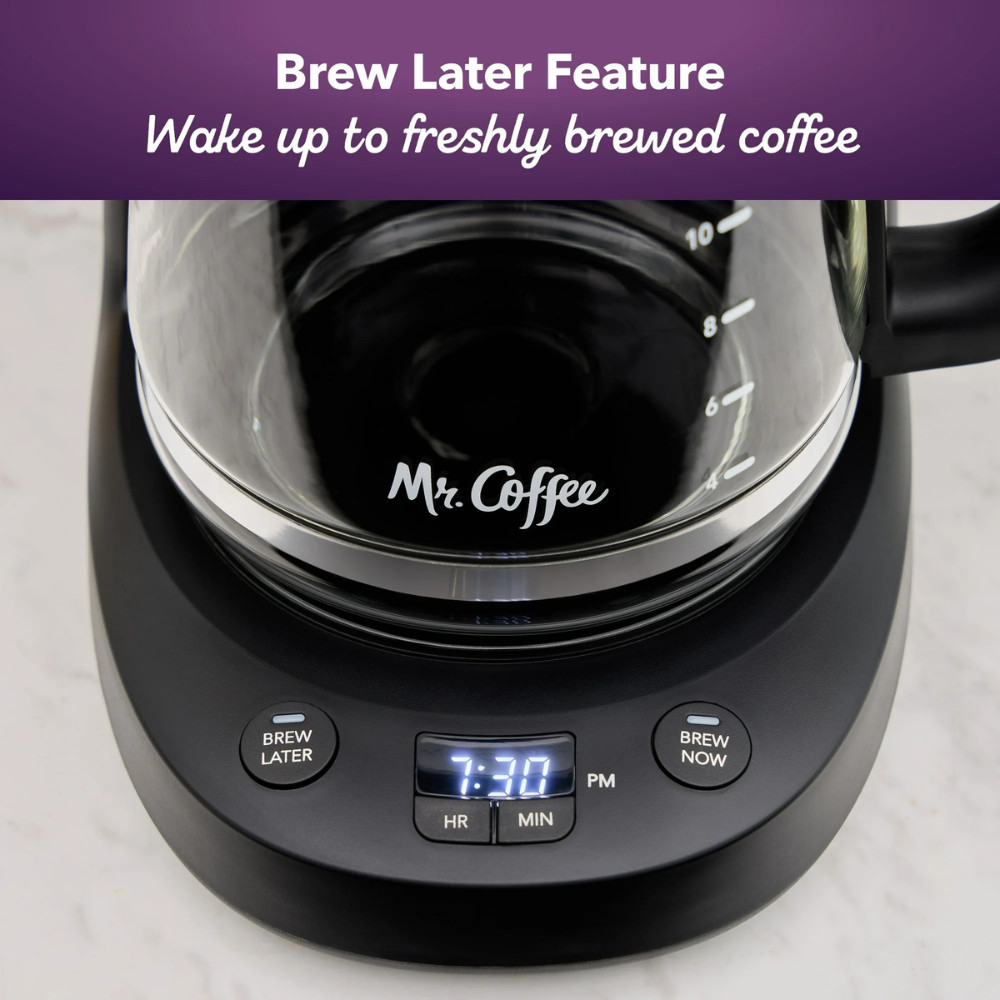 Mr. Coffee 12-Cup Programmable Coffee Maker Black - MMX Brew Now or Delay Brew