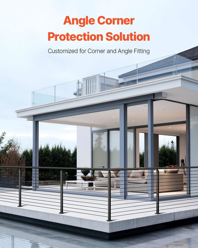 Black 42in L-Shape Corner Railing Post SUS304 for Horizontal Cable Rails