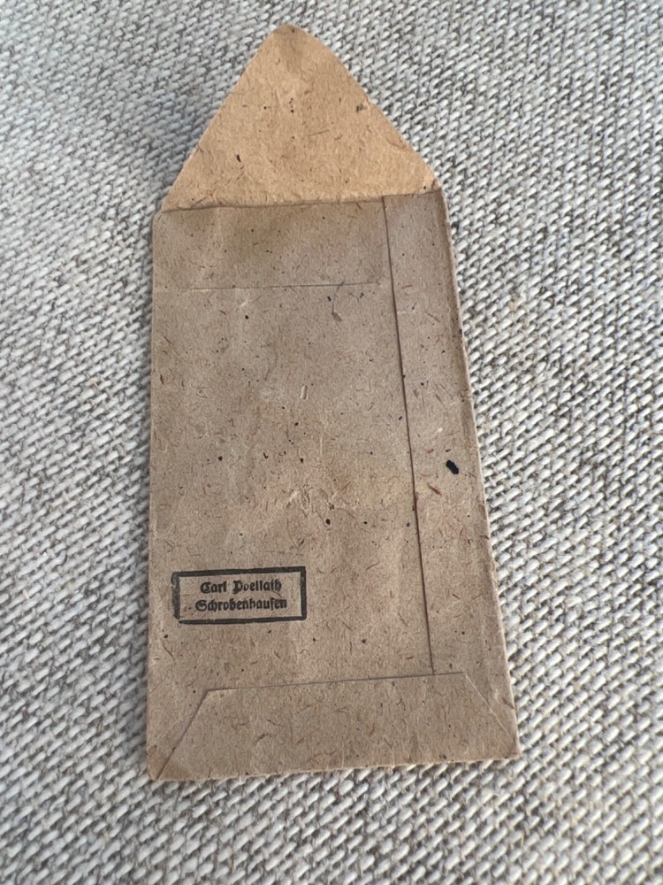 original WW2 German paper medal issue envelope West Wall medal marked CD
