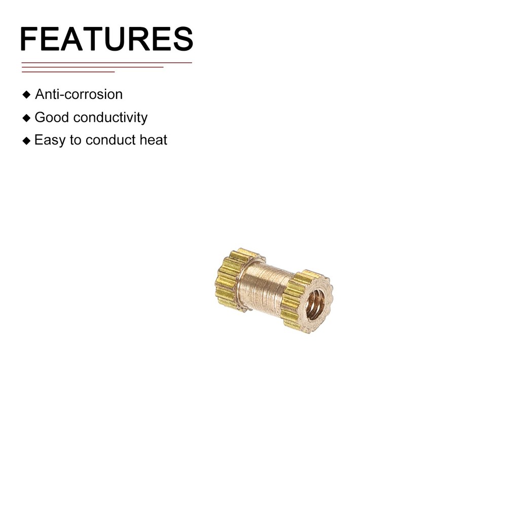 M2x6x3.5mm(IDxLxOD) Knurled Insert Nuts - 20 Pack - Good for Plastic Shells