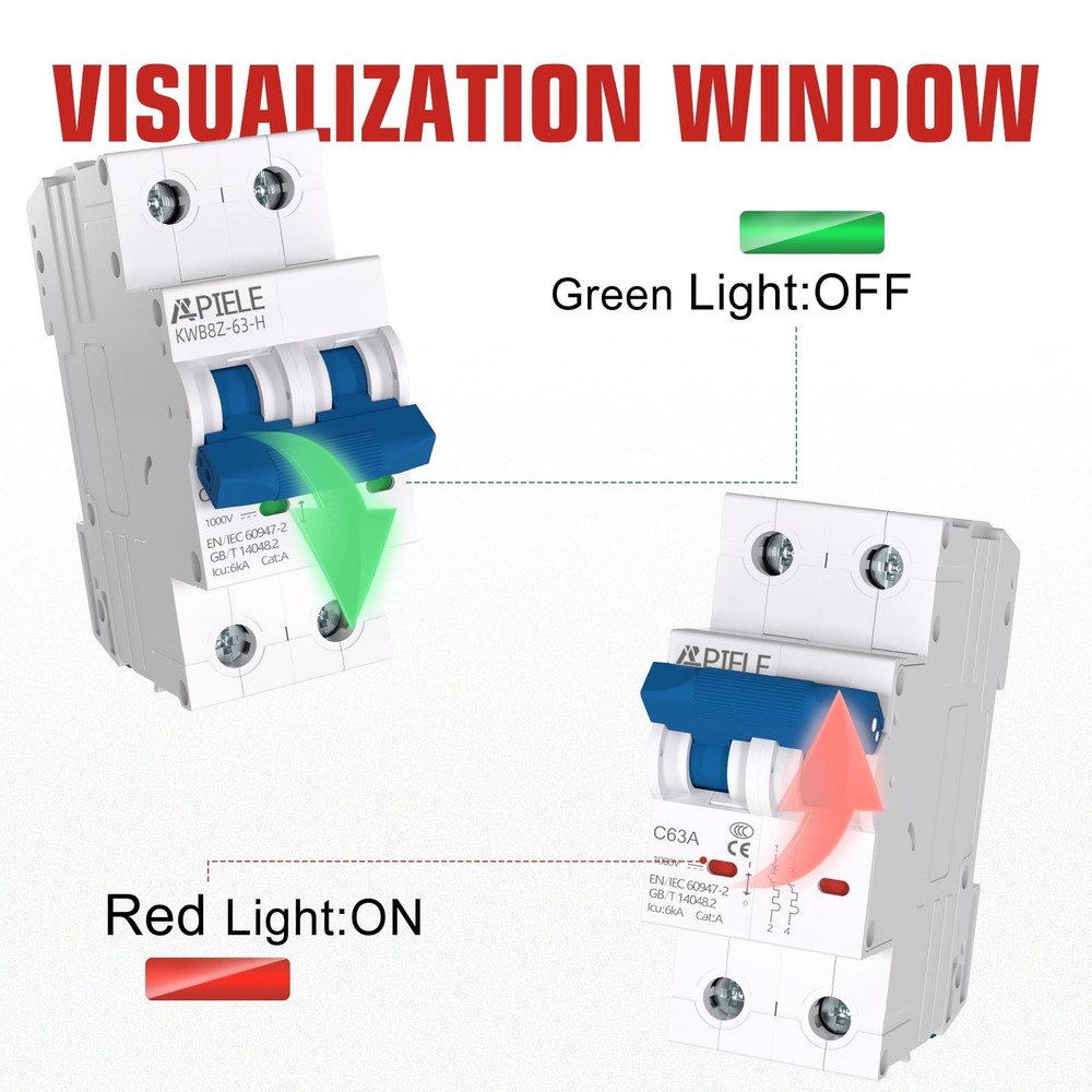 Miniature Circuit Breakers 1000V DC, 25Amp 2Pole Circuit Breaker for Solar ph