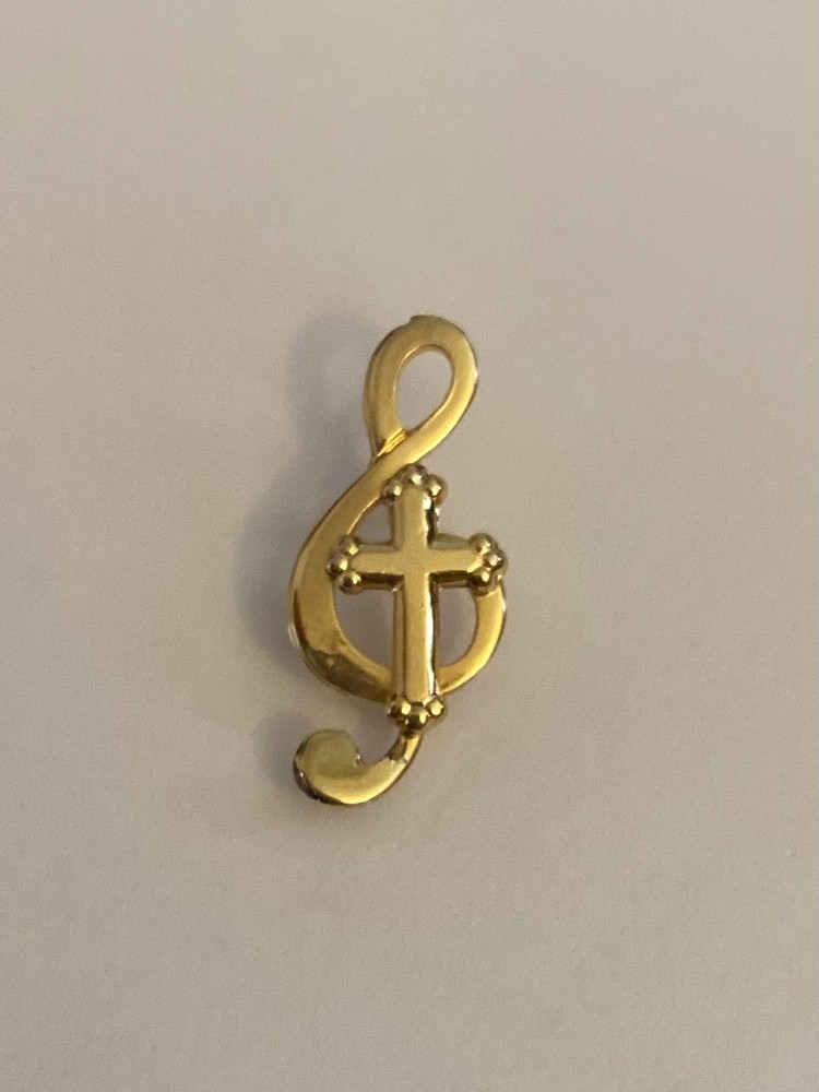 Treble Clef Religious Cross Lapel Pin P181