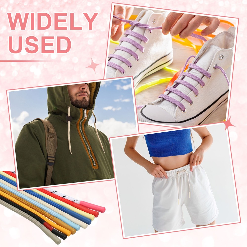 2pcs 53inch Drawstring Cords Hoodie String with Easy Threader Red-Black