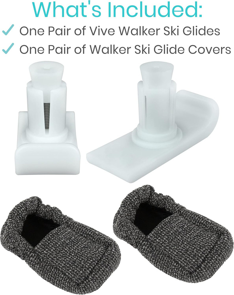 Walker Ski Glides and Covers 4 PCS - Universal Replacement Feet - Heavy Du
