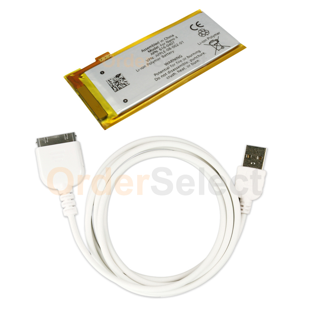 Battery+USB Data Sync Charger Cable for Apple iPod Nano Gen 4G 4th Gen 100+SOLD