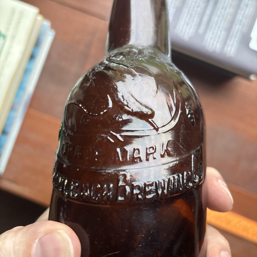 Schmulbach Brewing Co Embossed Amber Beer Bottle; Wheeling WVA