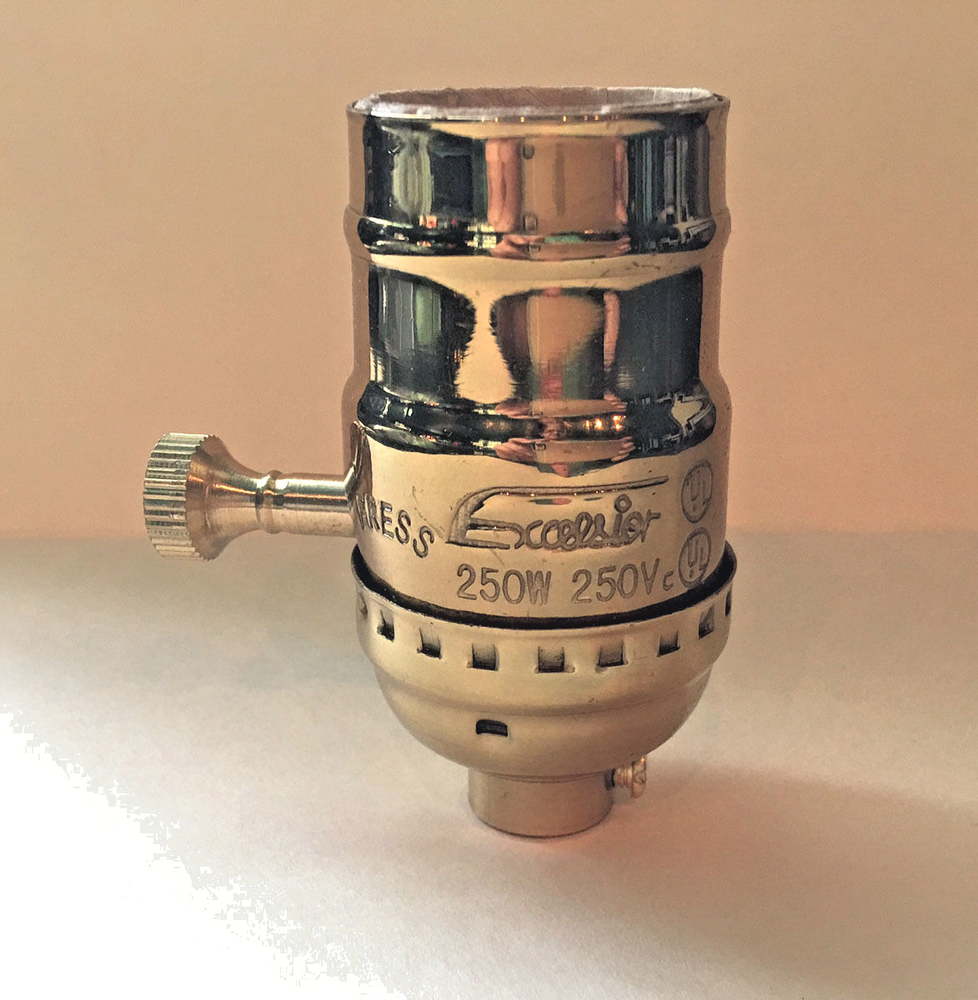 OLD STOCK INDUSTRIAL STYLE SOLID BRASS TURN KNOB 2 WAY MEDIUM BASE LAMP SOCKET