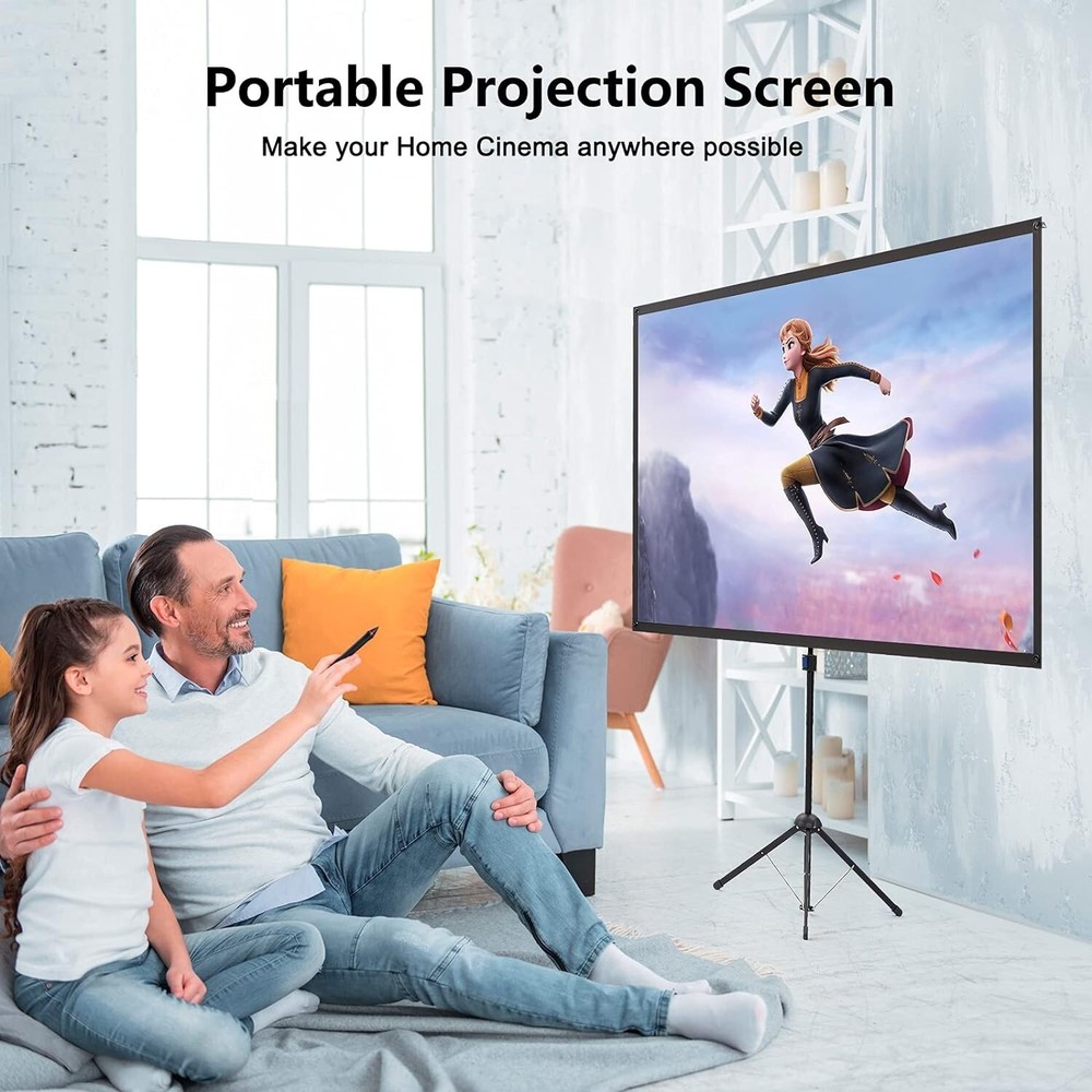 Portable Projector Screen with Stand - 16:9 Format - Lightweight & Easy Setup