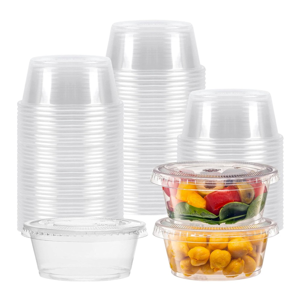 Disposable Portion Set 100 Sets 3.25 oz Clear food storage bin