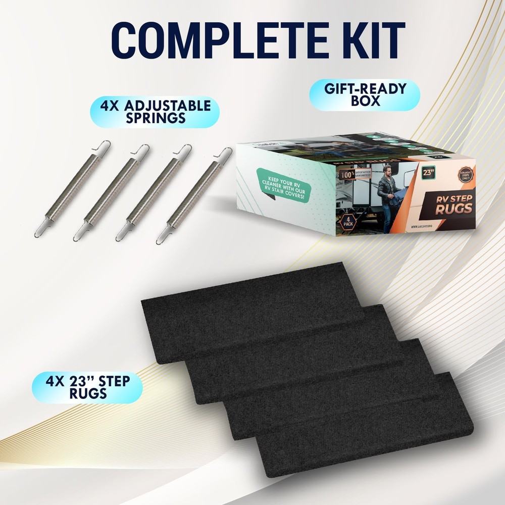 LATCH.IT RV Step Covers 4 Pack | 4-Pack 23" Wide - Straight Step, Black