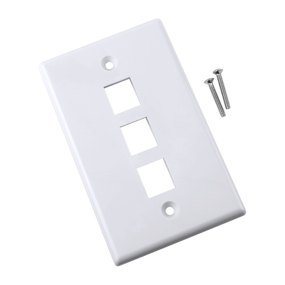 Construct Pro Single Gang 3-Port Keystone Wall Plate (10 Pack, White)
