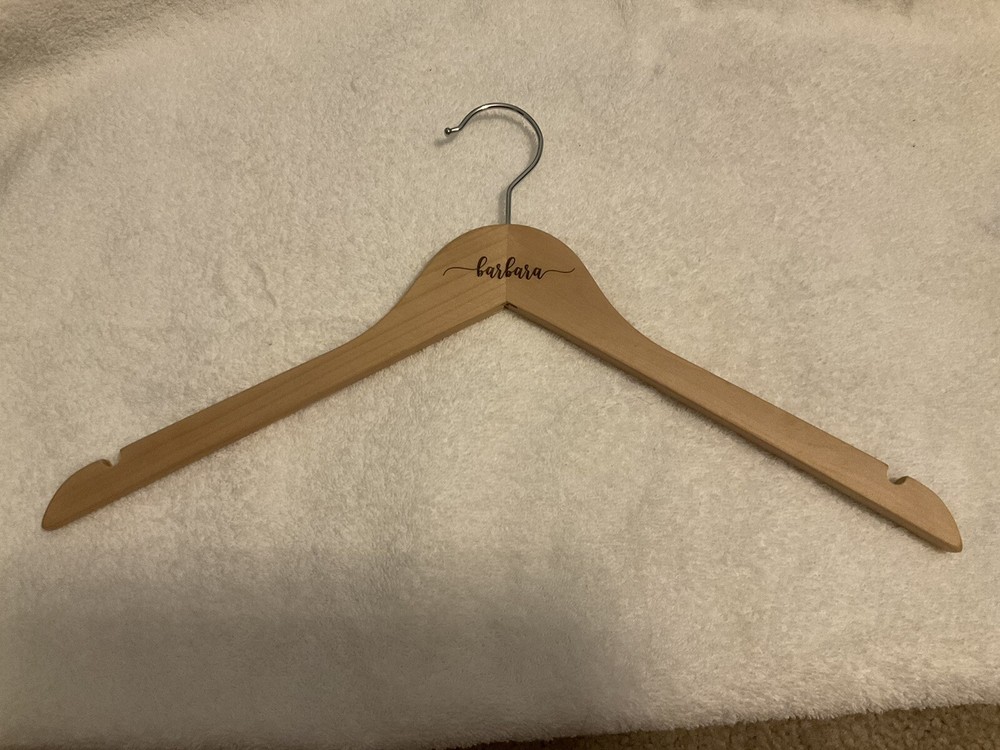 personalized “barbara” wooden clothes hanger
