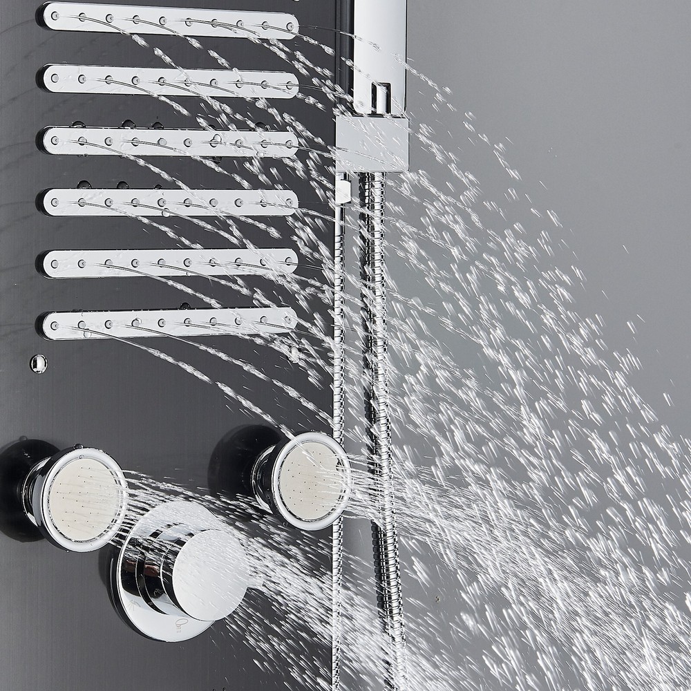ELLO&ALLO LED Shower Panel Tower System Rainfall Waterfall Head Massage Body Jet