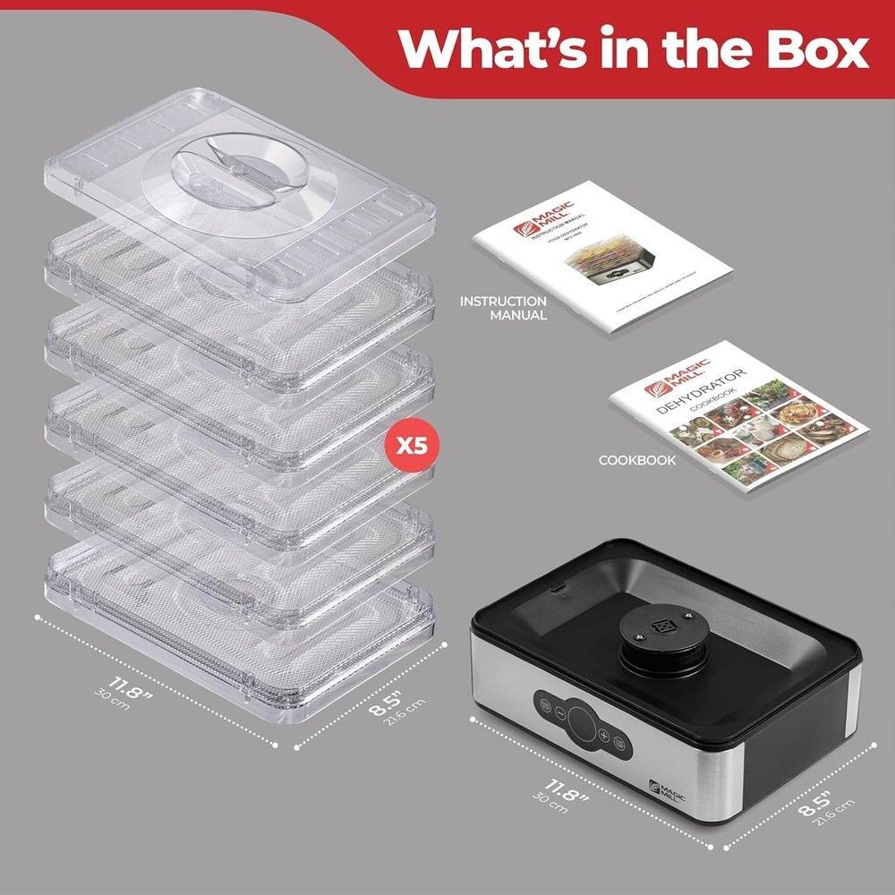 5 Stackable Trays Electric Food Dehydrator Machine 48H Digital Adjustable Timer