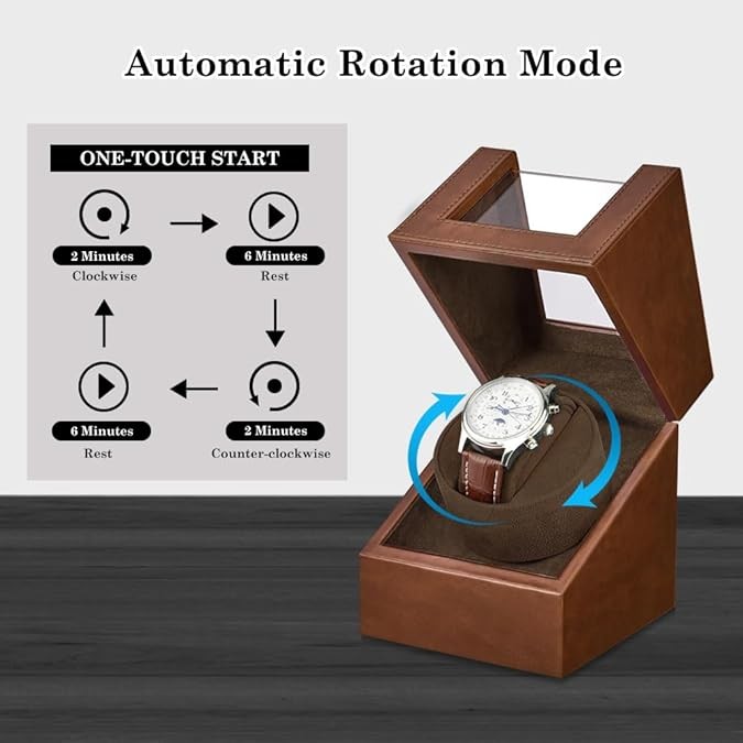 Automatic Rotation Single Watch Winder Box Leather Storage Display Case Gift.