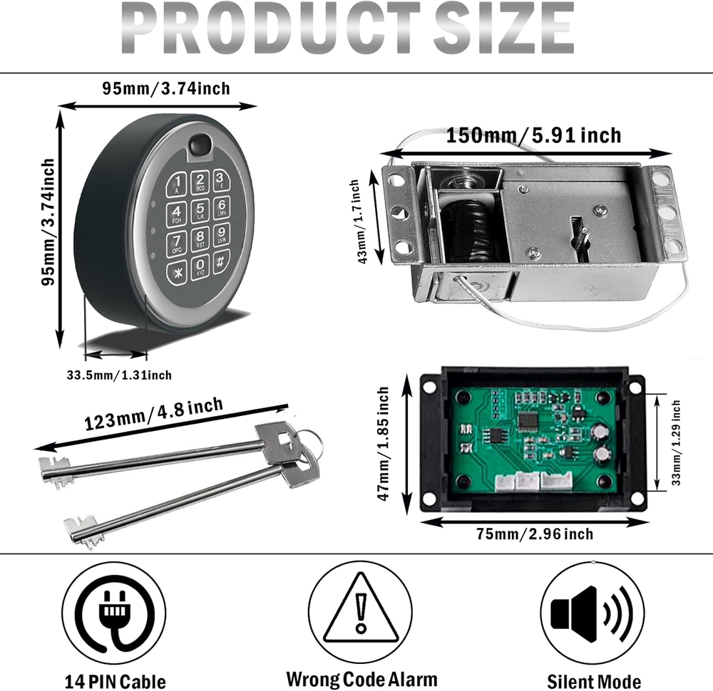 Digital Keypad Gun Safe Lock Secure Easy Access Electronic Lock Firearm Protecti