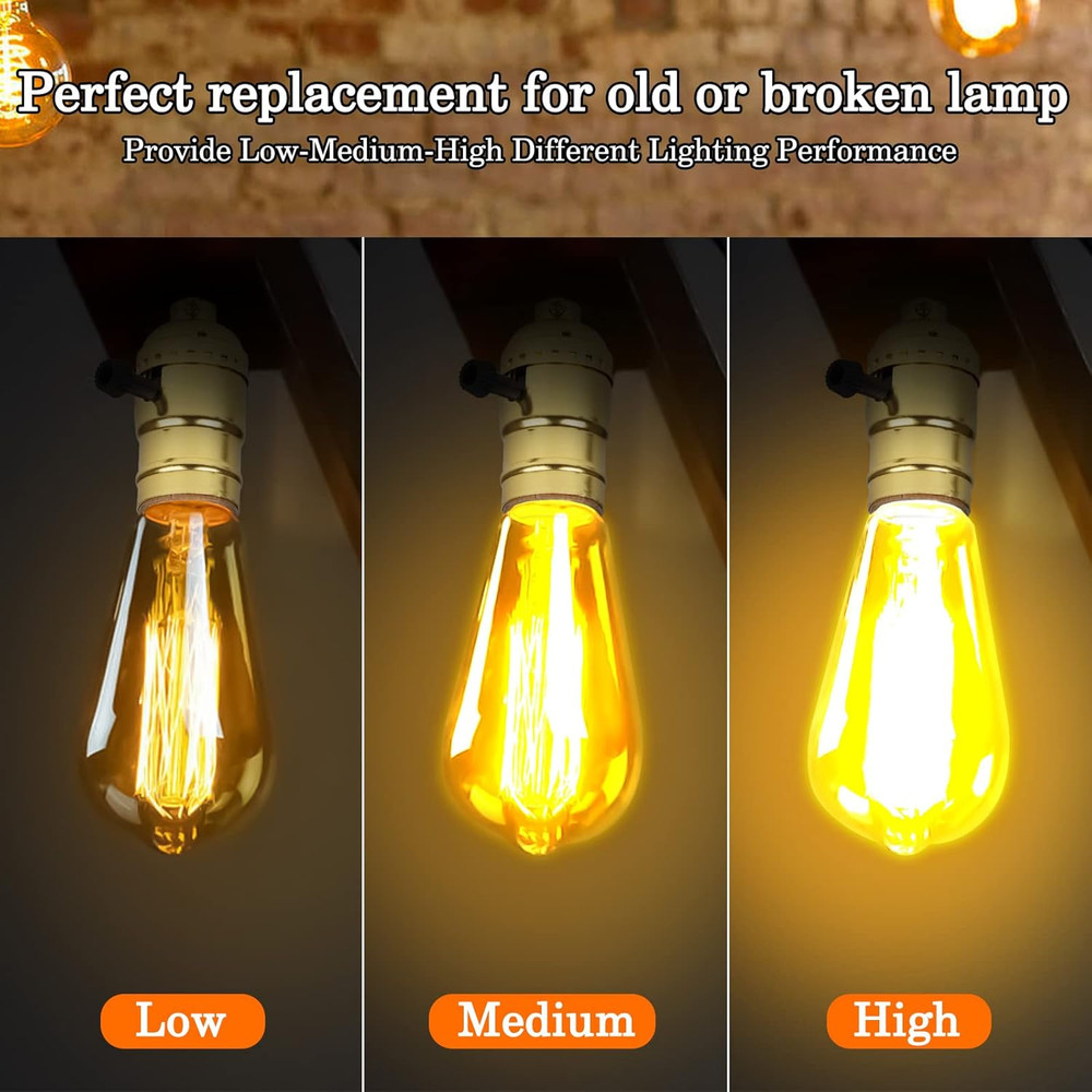 3-Way Lamp Socket Replacement,E26 Base UL Listed, Turn Knob for Low-Medium-High