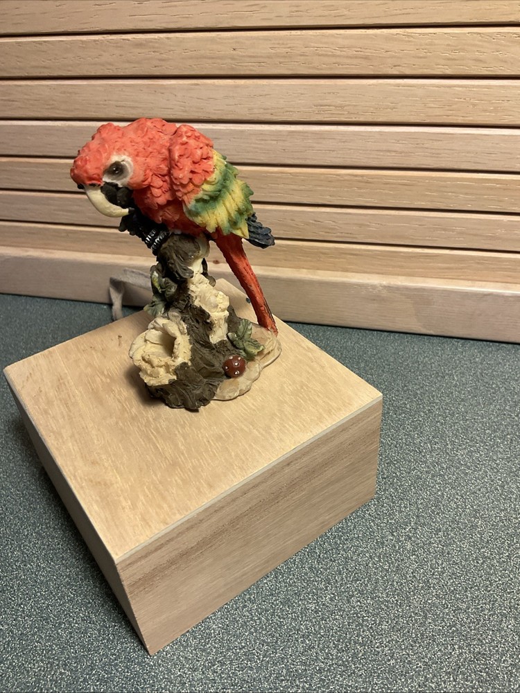 Hand Painted Macaw Parrot Standing On A Branch