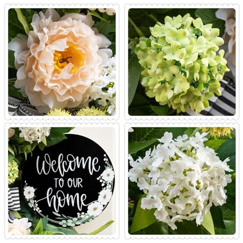 Spring Summer Wreaths for Front Door, Half Circle Summer Wreath with Hydrangea