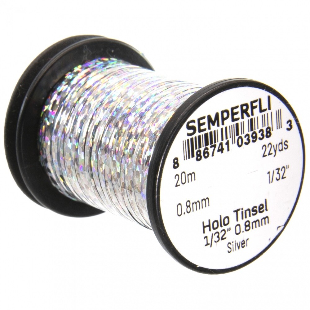 Semperfli 1/32" Holographic Silver Tinsel - Fly Tying Materials
