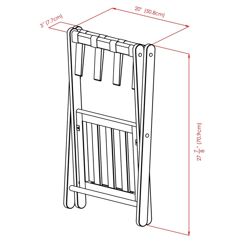 Winsome Raya Transitional Solid Wood Luggage Rack with Shelf in Black