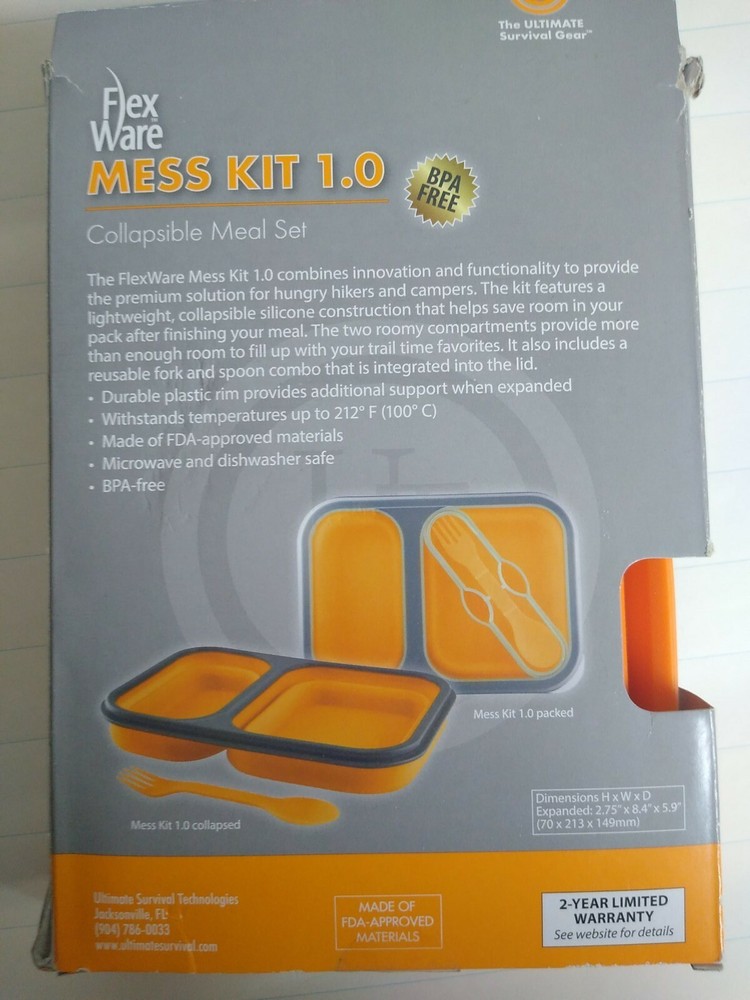 UST Brands FlexWare Orange Lightweight and Collapsible Premium Camping Mess Kit