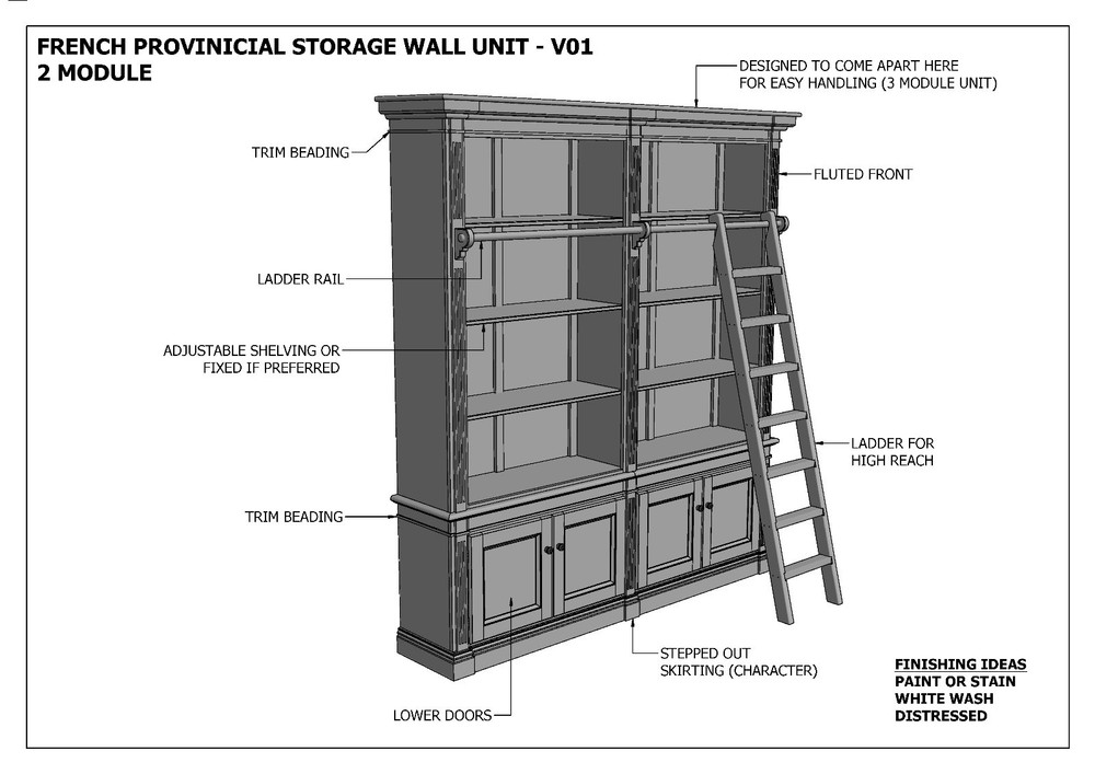 FRENCH PROVINCIAL WALL STORAGE UNIT 2 Module - Make Ur Own & SAVE - Full Plans