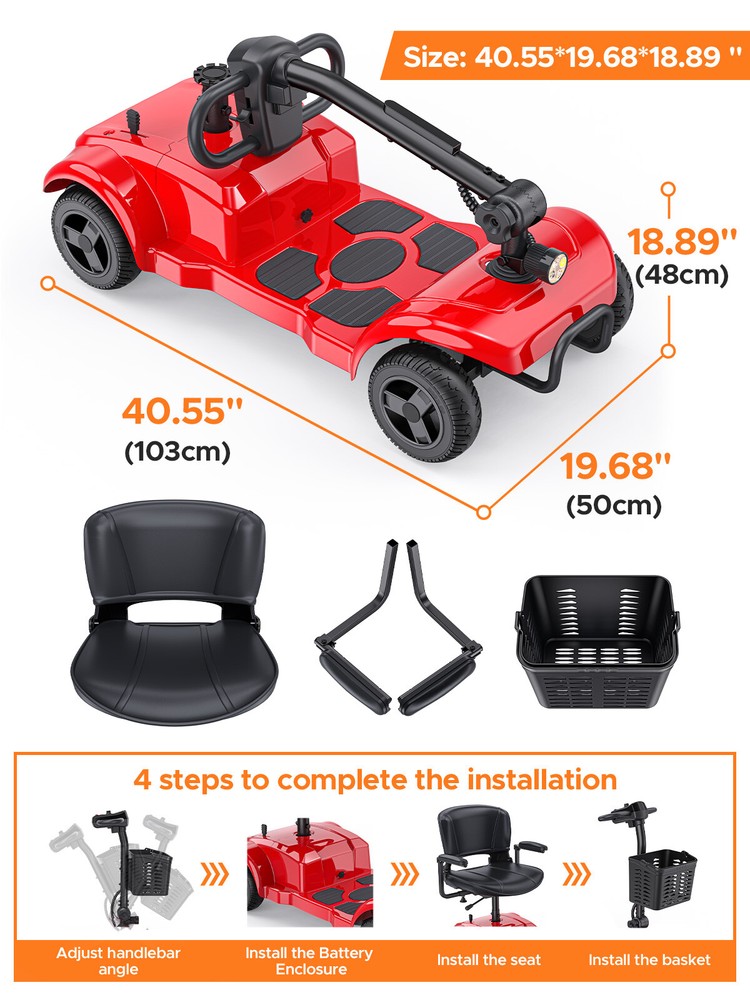 2025 Mobility Scooter, Electric Power Mobile Scooters Red