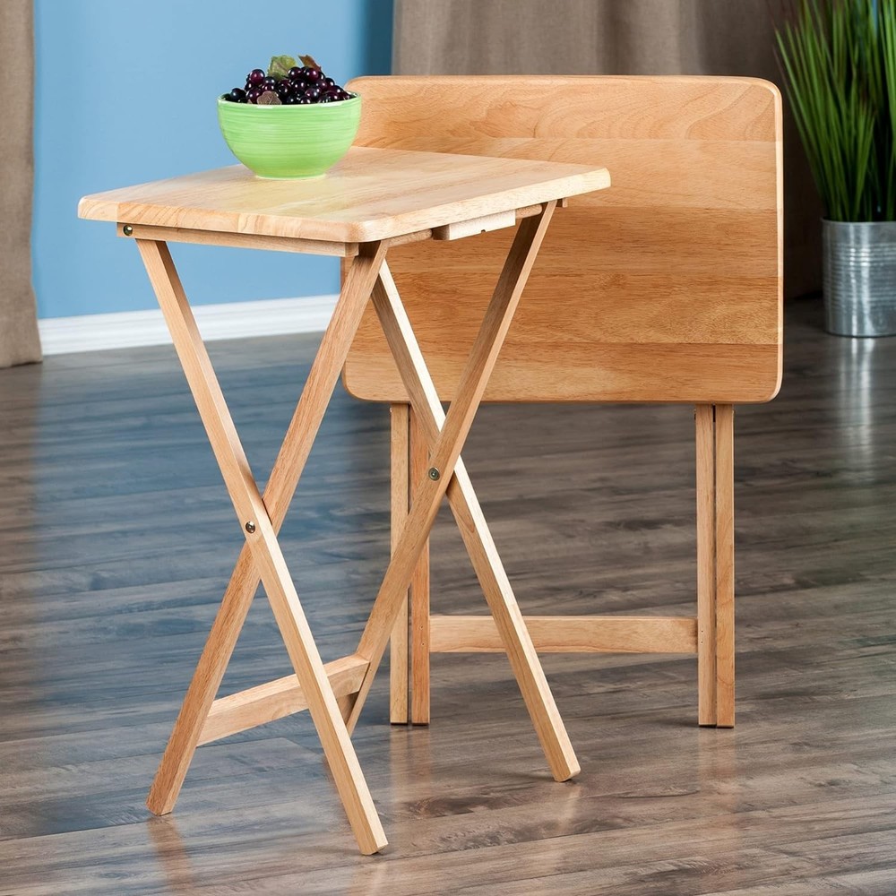 Compact & Stylish 2-Piece Folding Snack Tables - Easy Storage Solution