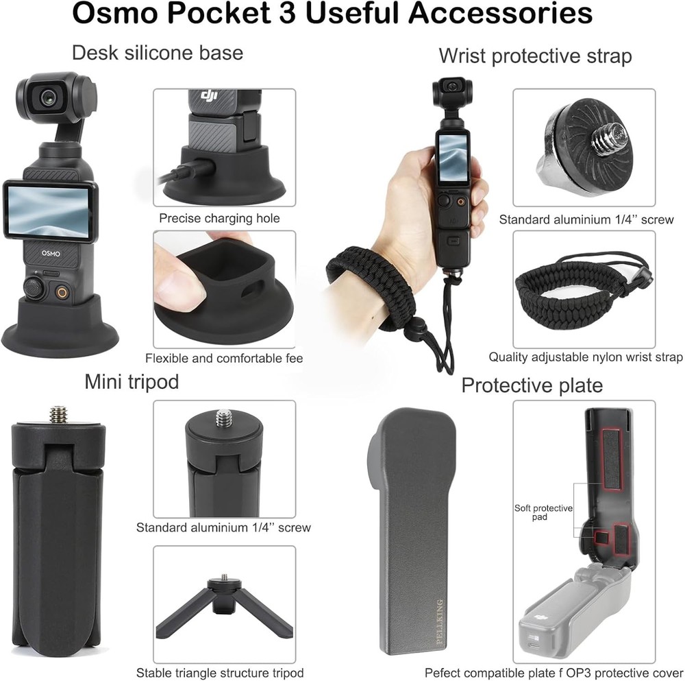 Comprehensive Non-Electronic Accessory Kit for Osmo Pocket 3 with Carry Case
