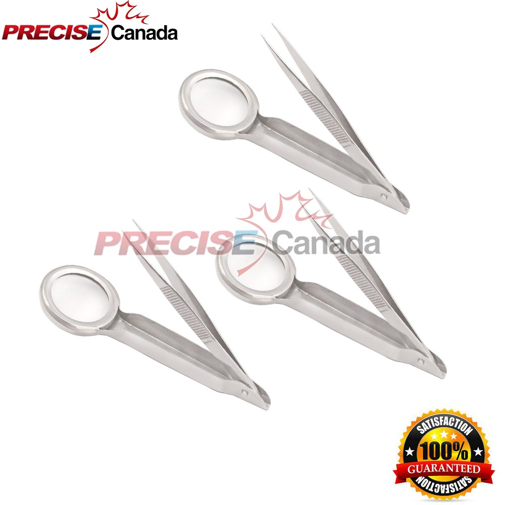 3 Pcs Magnifying Tweezers - Splinter Forceps With Magnifier 3.5" - First Aid