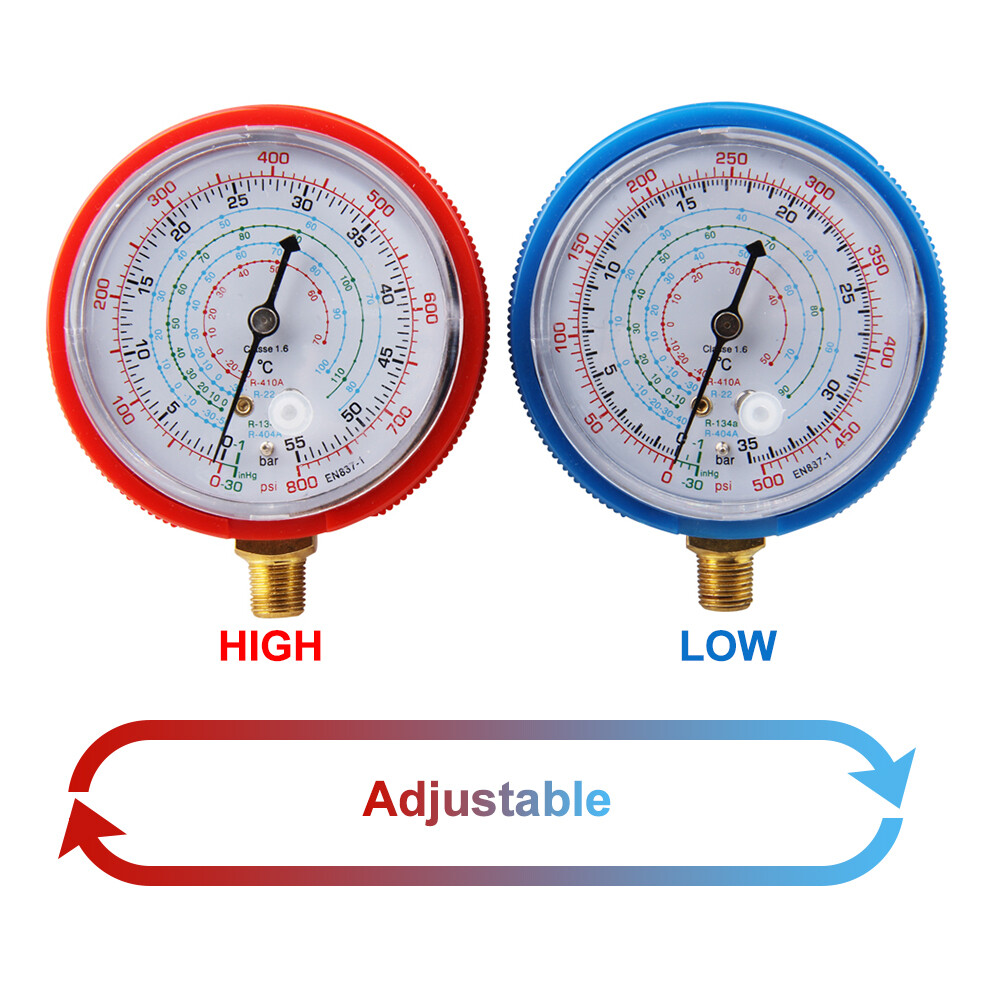 2X REPLACEMENT MANIFOLD GAUGES HIGH AND LOW SIDE RED AND BLUE