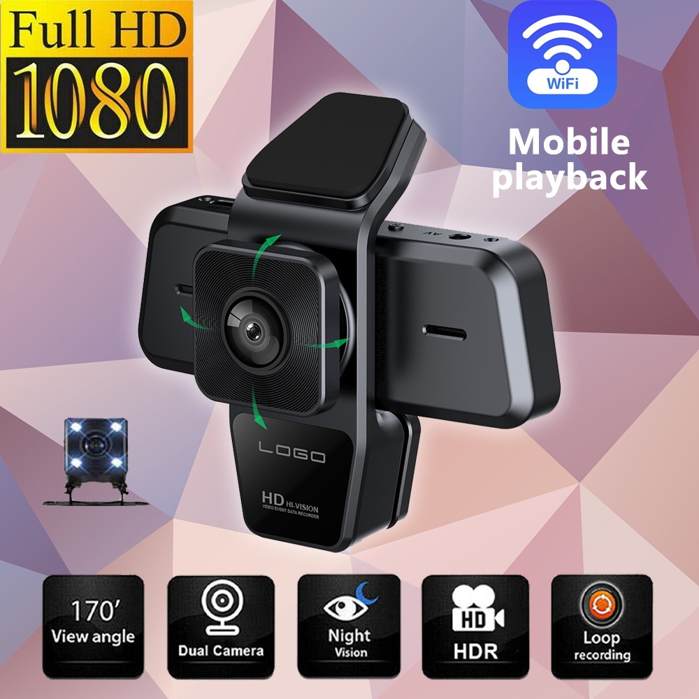Three Lens Car Dash Cam 1080P Front/Rear/Inside Video Recorder Camera G-Sensor