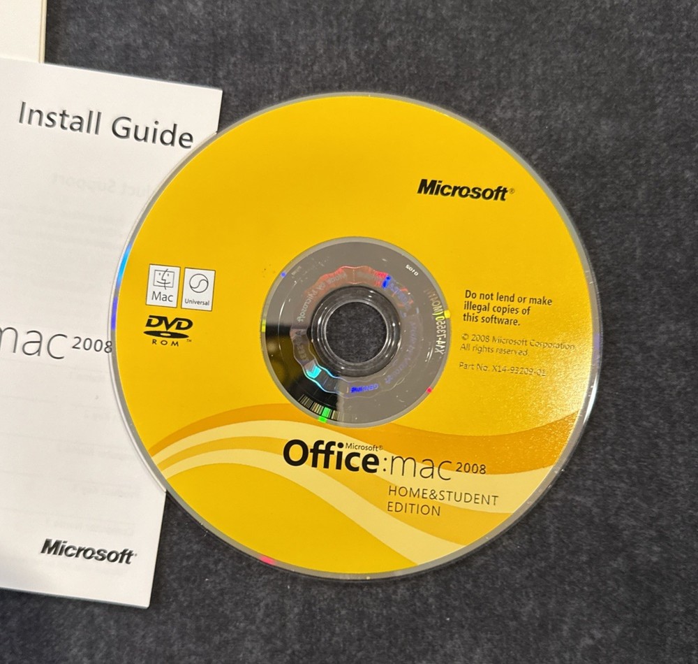 Official Microsoft Office 2008 Home and Student Edition for Mac w Key Code!
