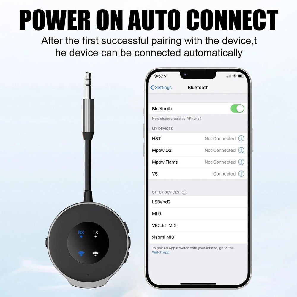 New Bluetooth 5.3 Wireless Transmitter Receiver Car Aux Audio Adapter 3.5mm
