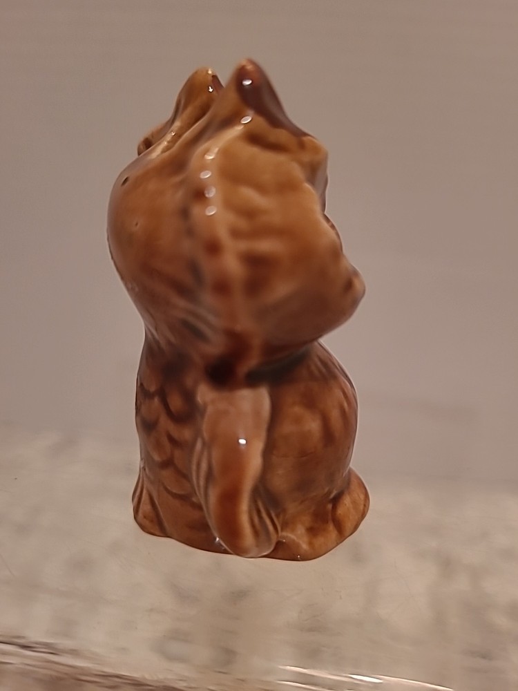 Vintage Macrame Owl Bead Accessory Ceramic Brown