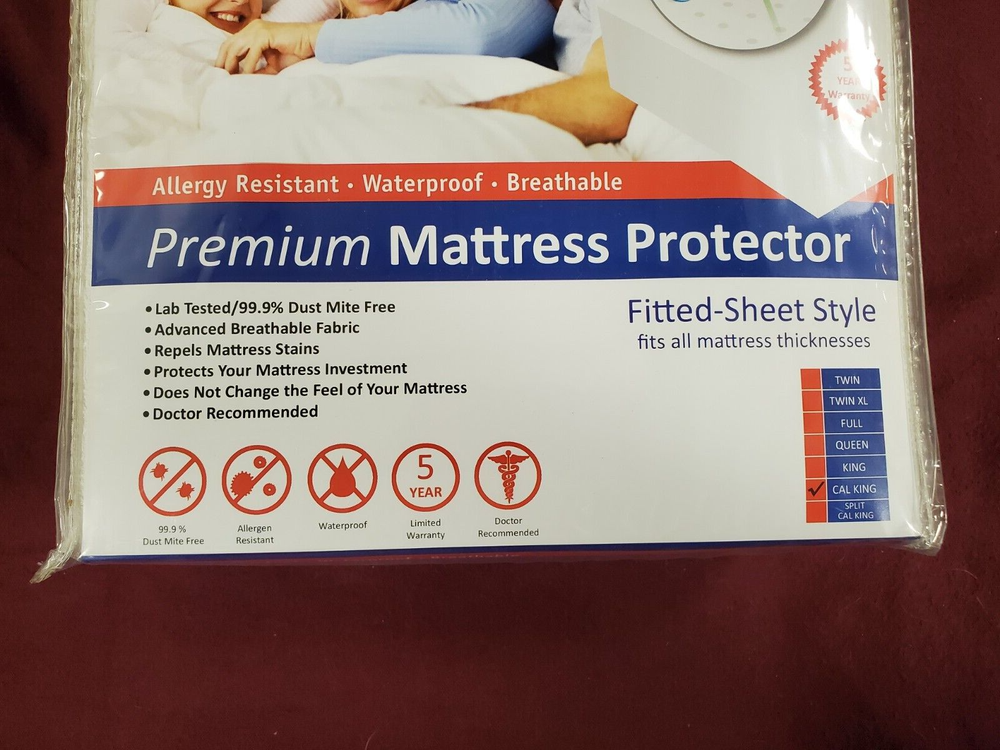Premium Mattress Protector - CAL KING Size Waterproof Allergy Resistant