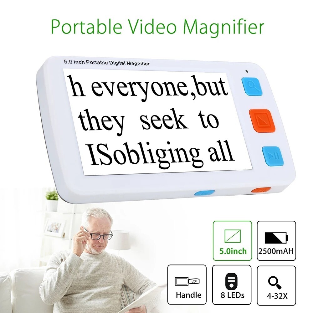 HD 5” Digital Magnifier Electronics Reading Magnifier 4X-32X for  Low Vision Aid