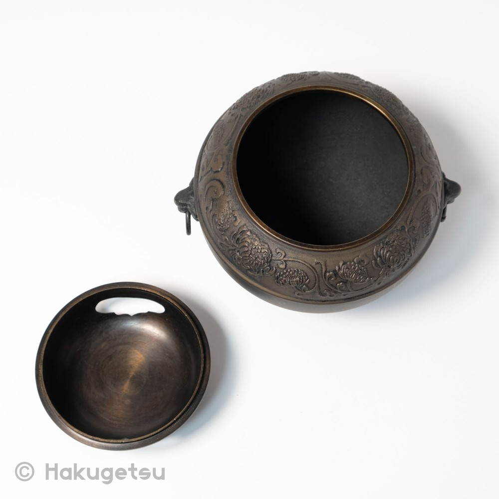 Traditional Style Incense Burner with Ring Knobs and Lid Vintage Buddhism