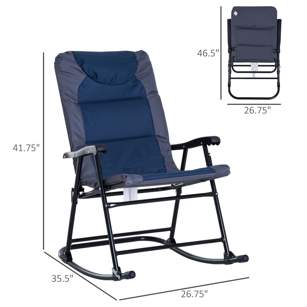 2PC Rocking Chair Set for Deck 265lb Support Foldable Steel Frame