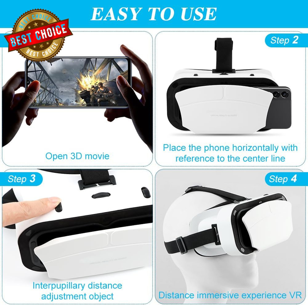Virtual Reality Goggles, 3D VR Glasses Adjustable VR Virtual Reality Headset wit