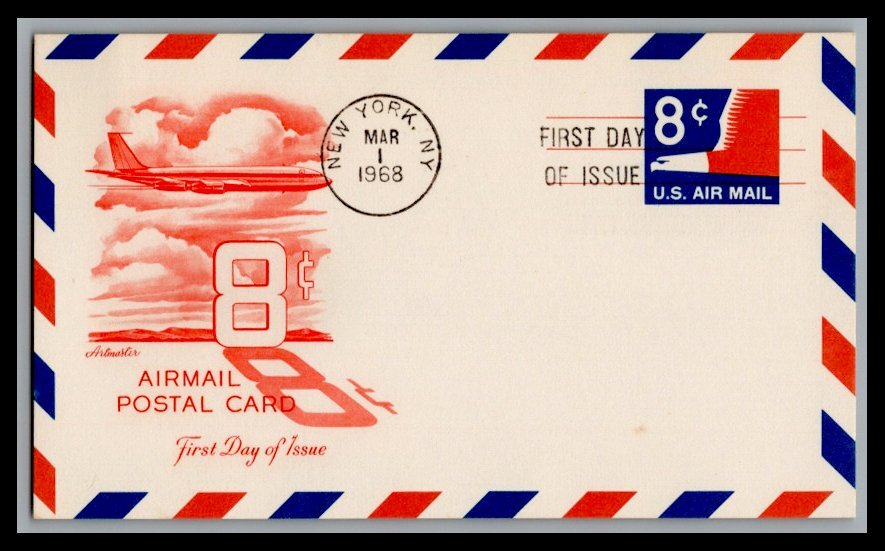 US FDC # UXC9 8c Stylized Eagle  Artmaster  1968, 9p1281