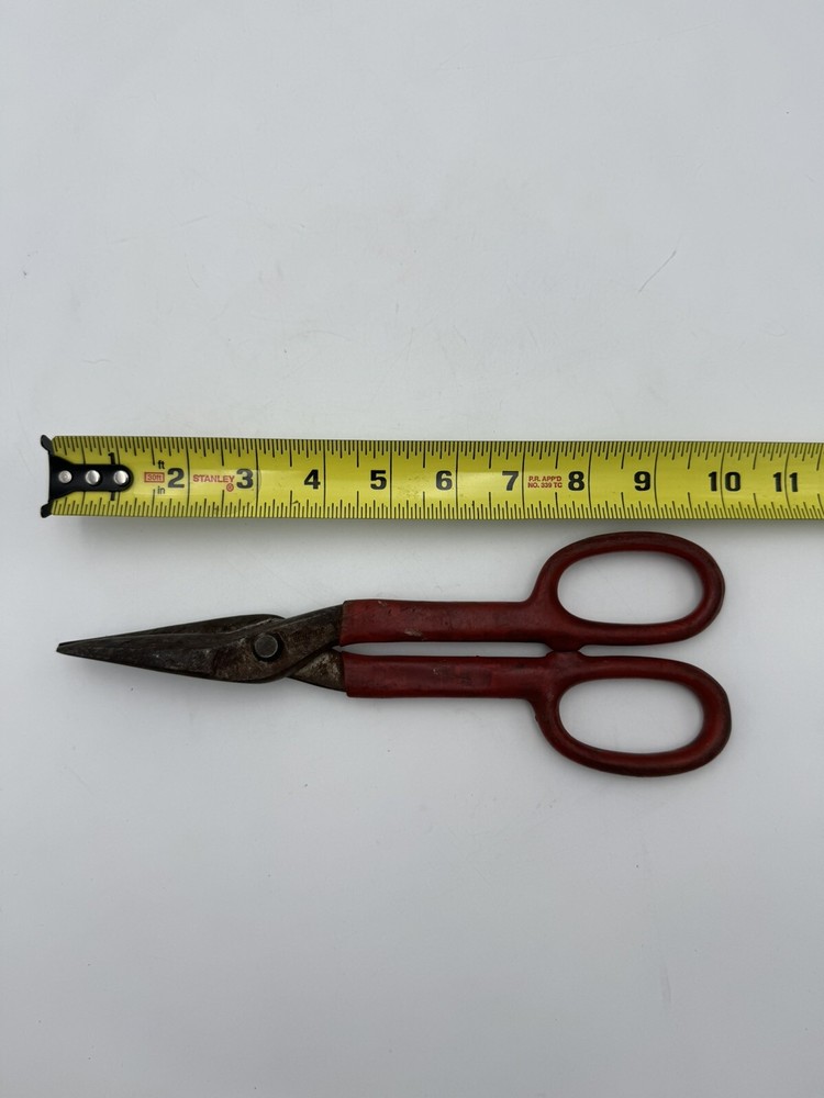 Vintage Master Mechanic Professional Straight Tin Snips Red Handle