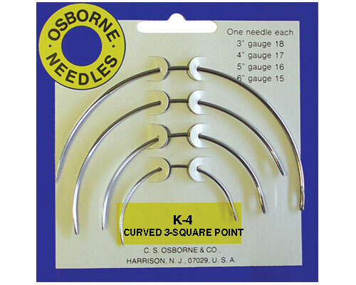 C.S. Osborne No. K-4 - Curved Round Point Needle Card (4 assorted sized) + Chalk