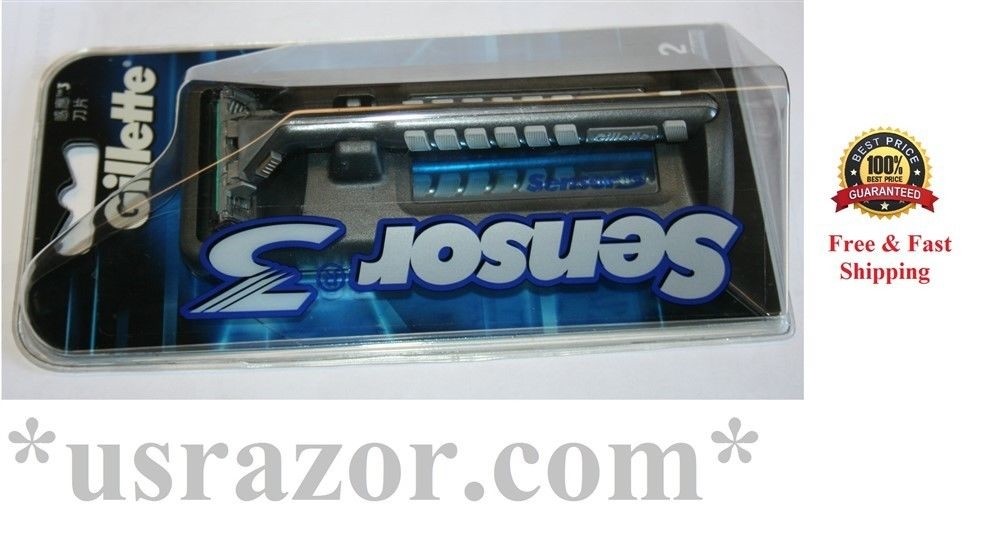 *Gillette Sensor3 Razor Metal Handle 2 Cartridges Fit Sensor 3 Excel Shaver