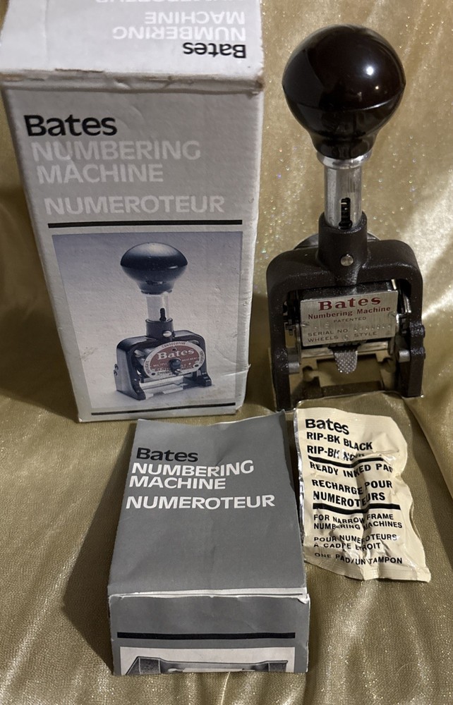 Vintage Bates Multi Movement 6 Wheel Numbering Machine Stamp  4 Function NOS