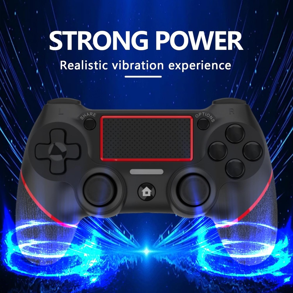 High-Performance Black Red Wireless PS4 Controller with Touchpad & Share Button