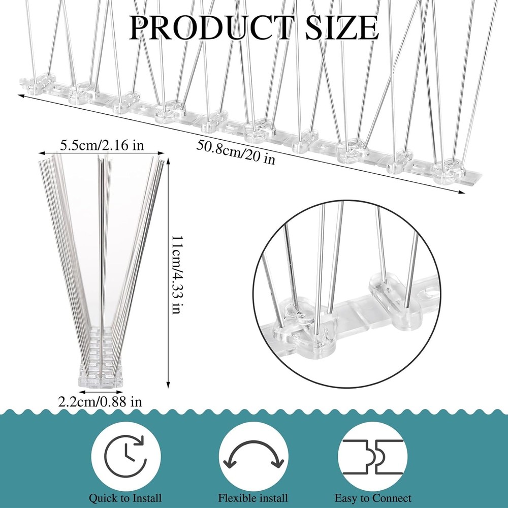 Bird Spikes Plastic Base 50 Pcs New