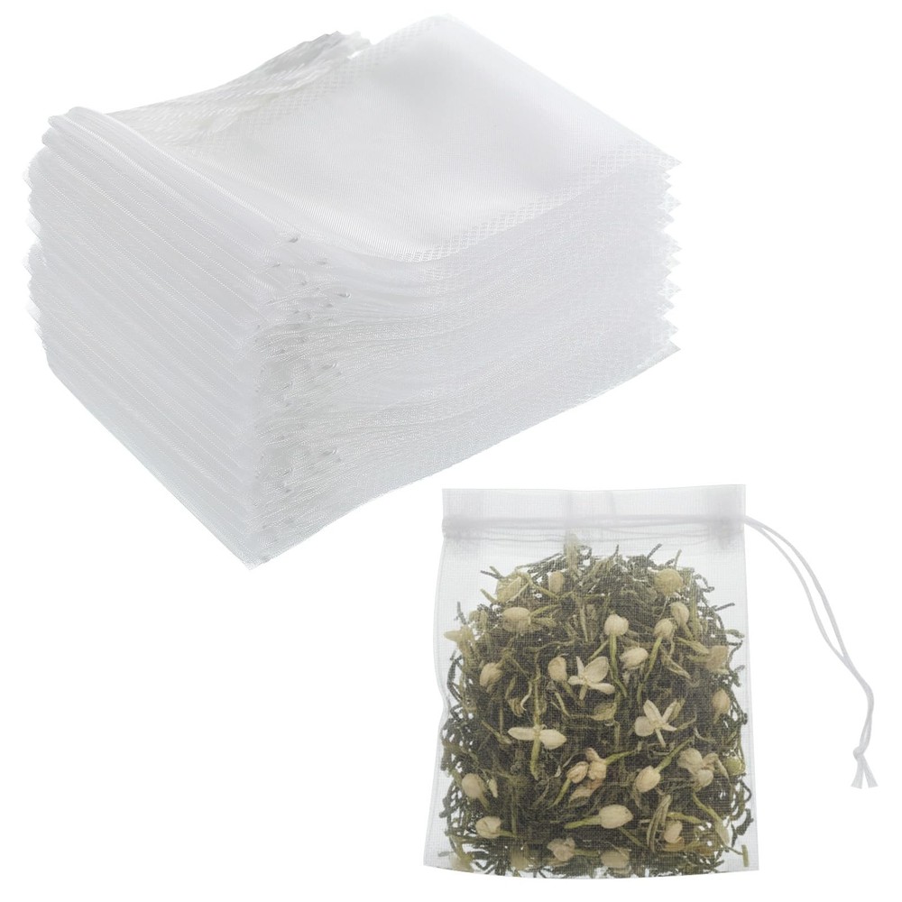 100PCS Tea Filter Bags with Drawstring, 3.14 X 2.4 Inch Disposable Empty Tea ...