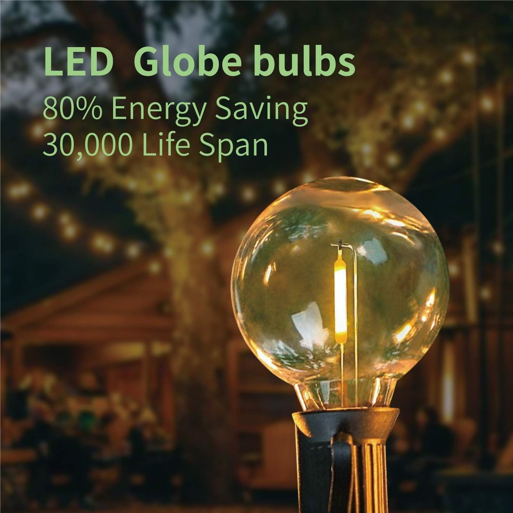 DC 3V Low Voltage, Solar Replacement Bulbs for G40 outoodr String Lights, Sha...
